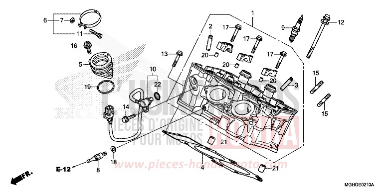 CYLINDER HEAD (REAR) for VFR1200X Dual Clutch CANDY PROMINENCE RED (R342B) from 2016